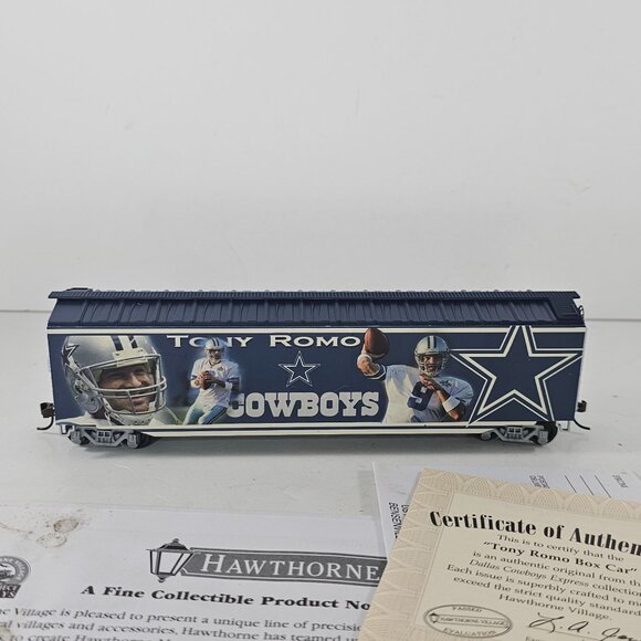 Tony Romo Dallas Cowboys Boxcar Hawthorne Village Collectible W/ COA - Picture 3 of 10